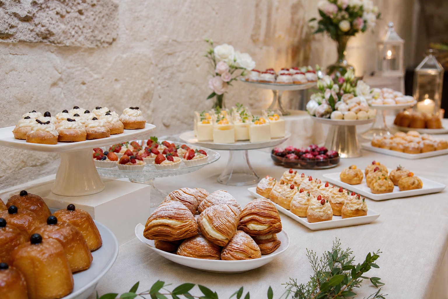 Tavolo dei dolci con piccola pasticceria artigianale